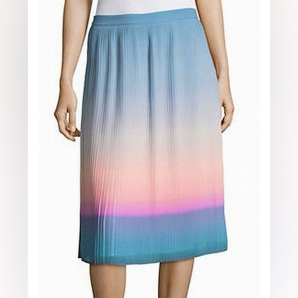 H by Halton Ombré Pleated Midi Skirt